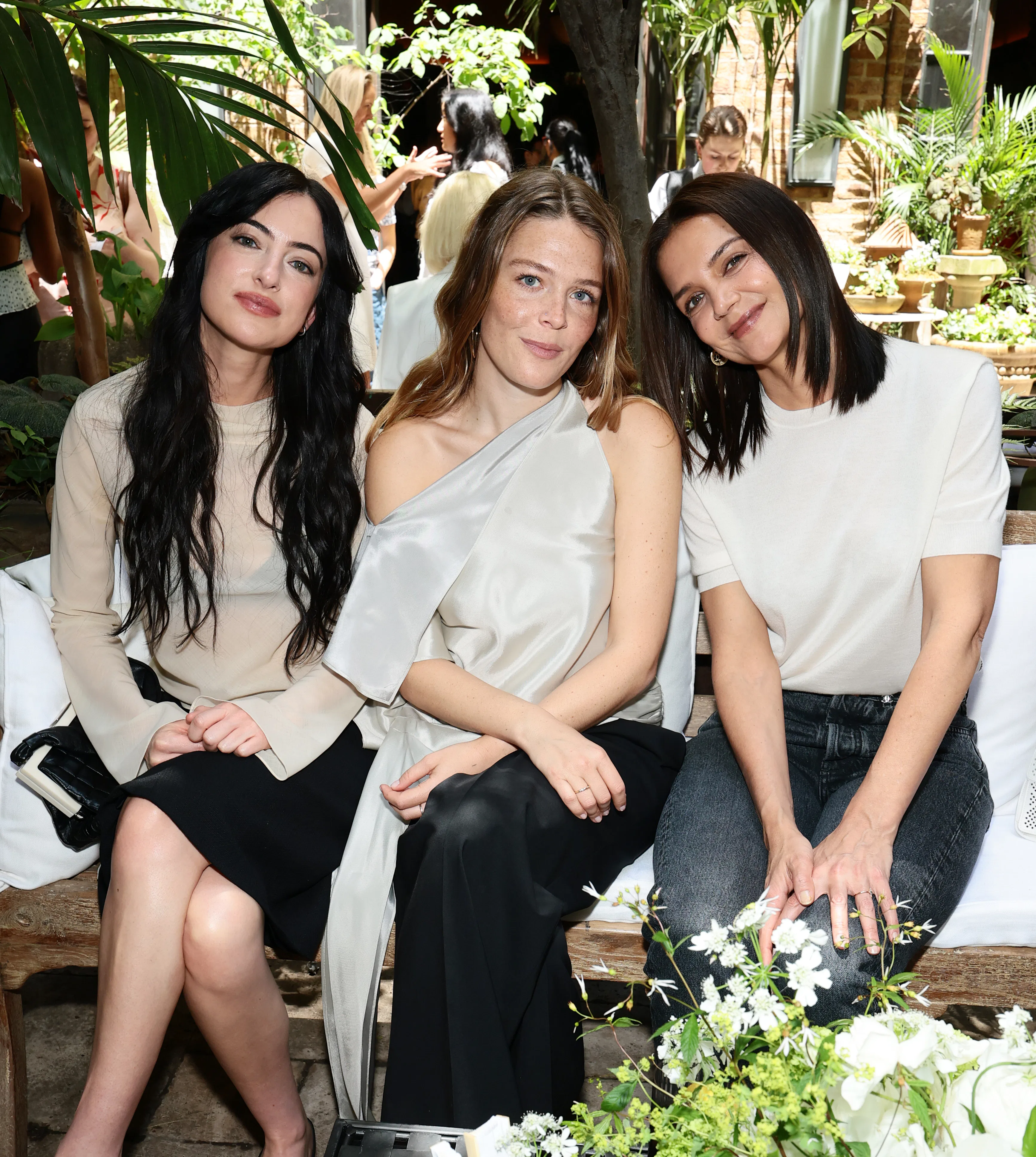 NEW YORK, NEW YORK - JUNE 05: (L-R) Cazzie David, Maggie Rogers and Katie Holmes, wearing CHANEL, at...