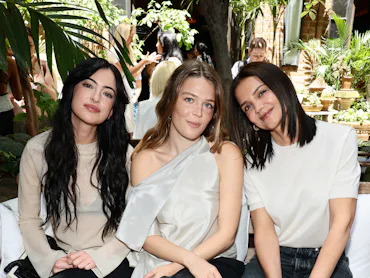 NEW YORK, NEW YORK - JUNE 05: (L-R) Cazzie David, Maggie Rogers and Katie Holmes, wearing CHANEL, at...