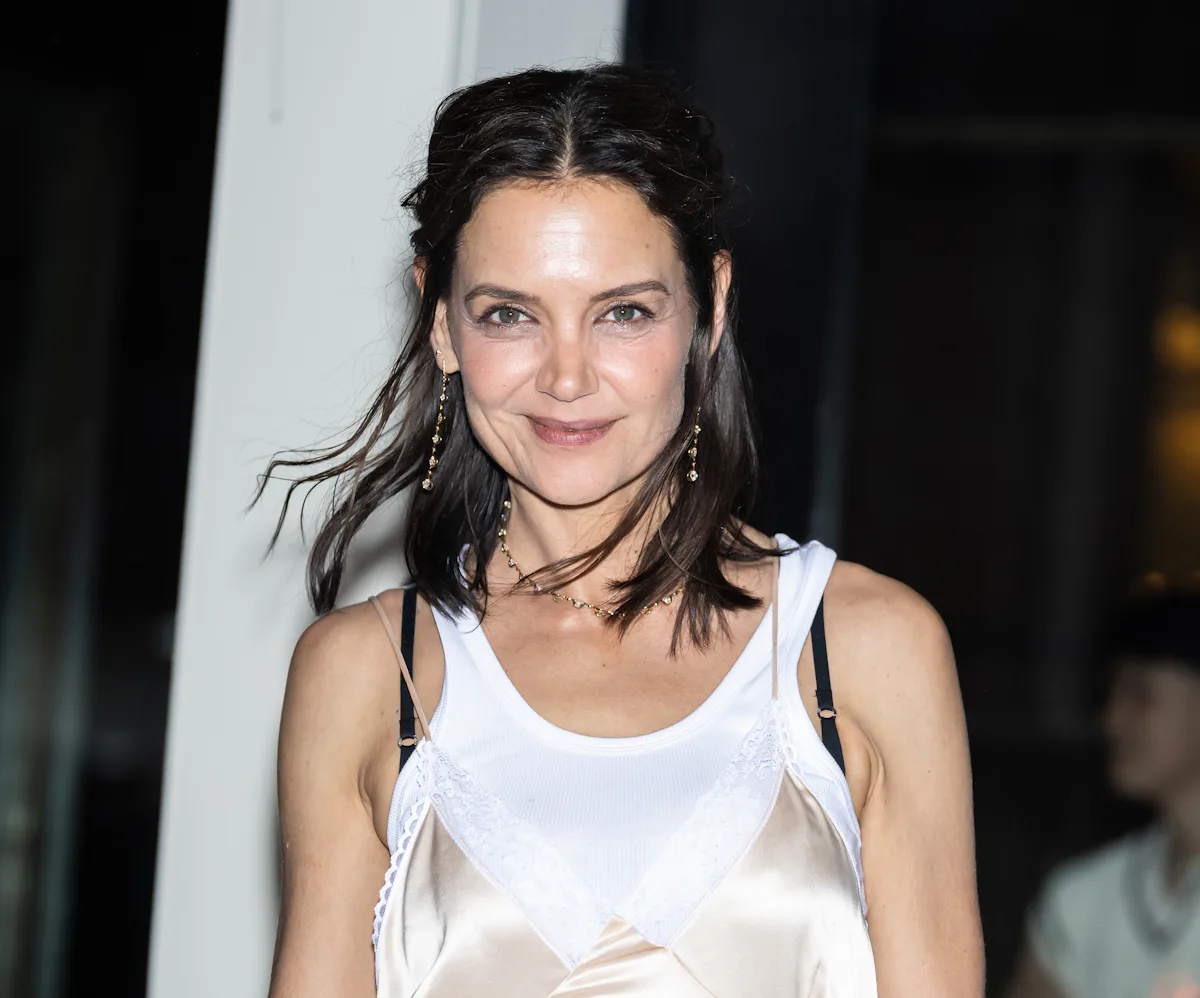 Katie Holmes' Slip Dress Styled Over A White Tank Top Was So Clever