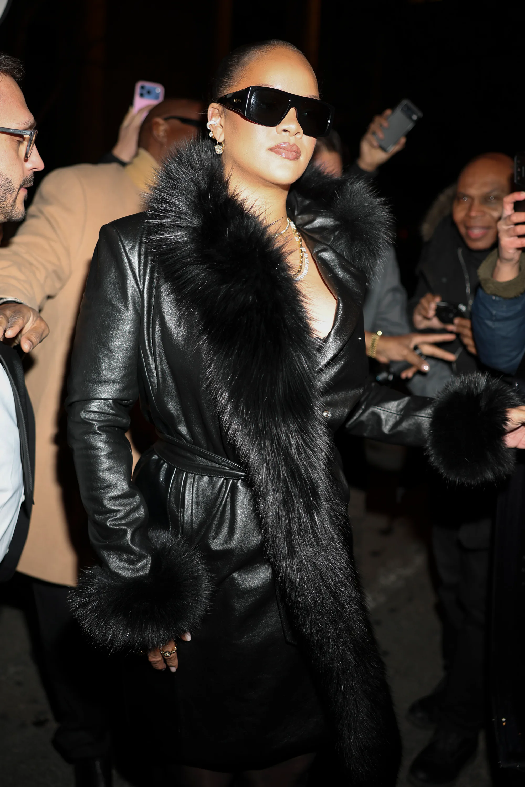 NEW YORK, NEW YORK - FEBRUARY 13: Rihanna is seen in Lower Manhattan on February 13, 2026 in New Yor...