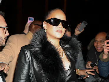 NEW YORK, NEW YORK - FEBRUARY 13: Rihanna is seen in Lower Manhattan on February 13, 2026 in New Yor...
