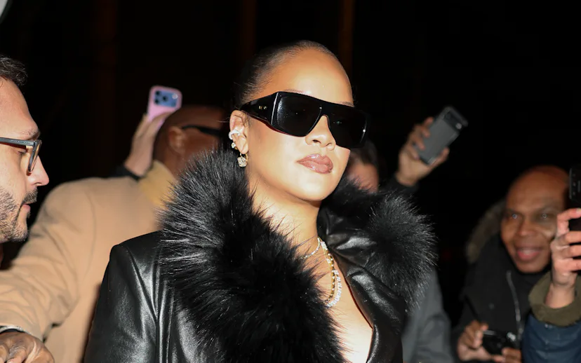 NEW YORK, NEW YORK - FEBRUARY 13: Rihanna is seen in Lower Manhattan on February 13, 2026 in New Yor...