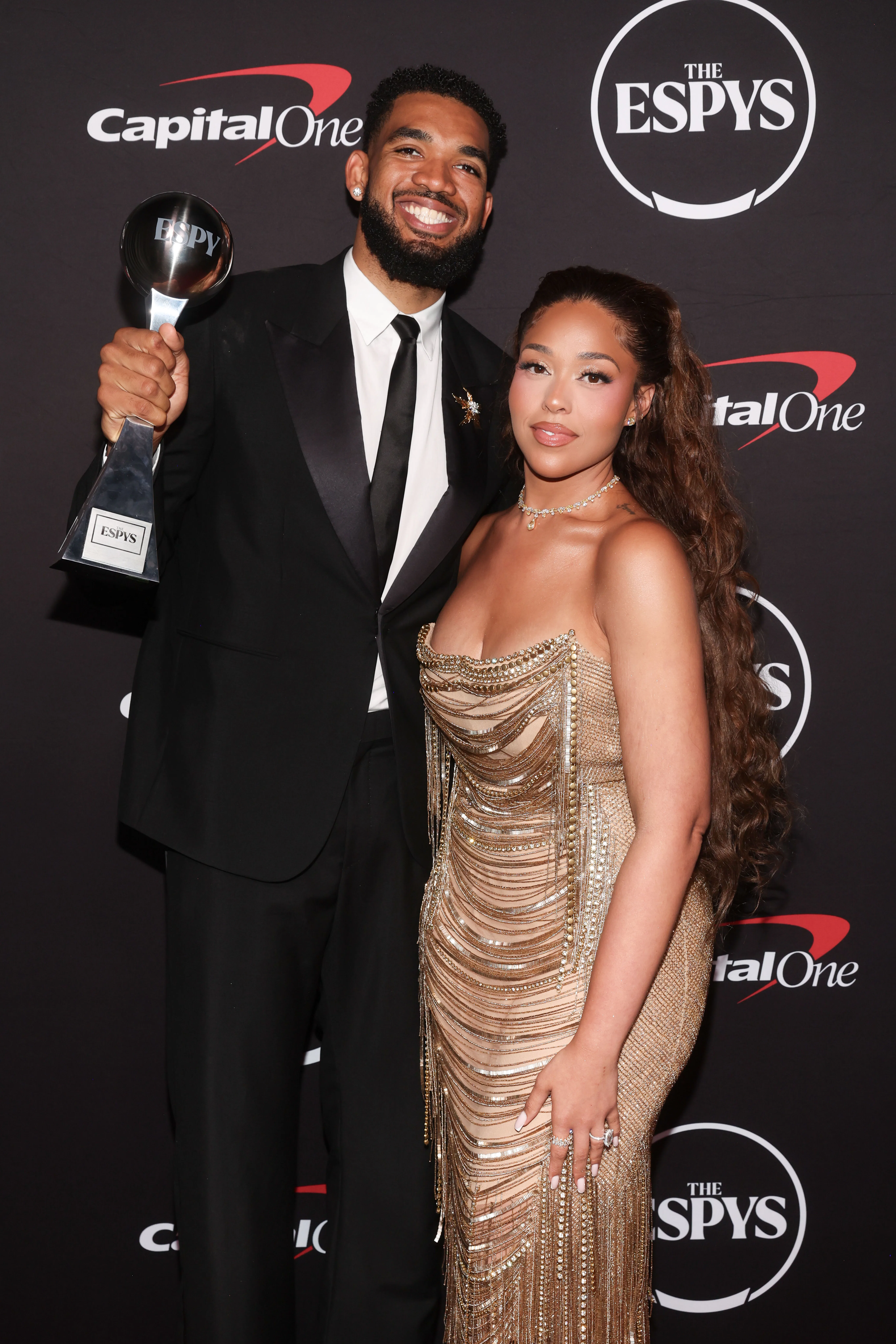 Karl-Anthony Towns and Jordyn Woods at the 2026 ESPYs.