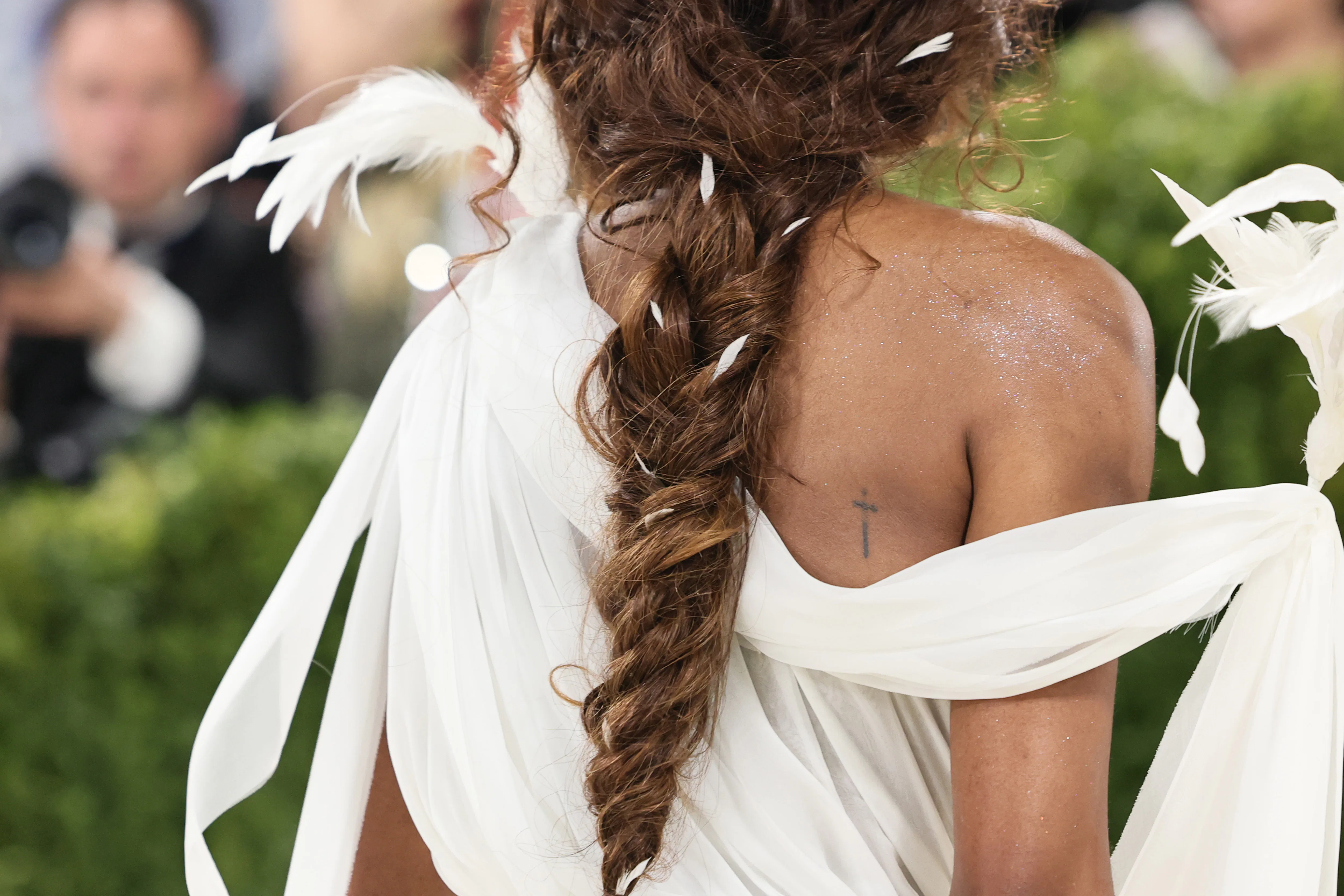 Ayo Edebiri's fishtail braid, seen from the back, at the 2026 Met Gala