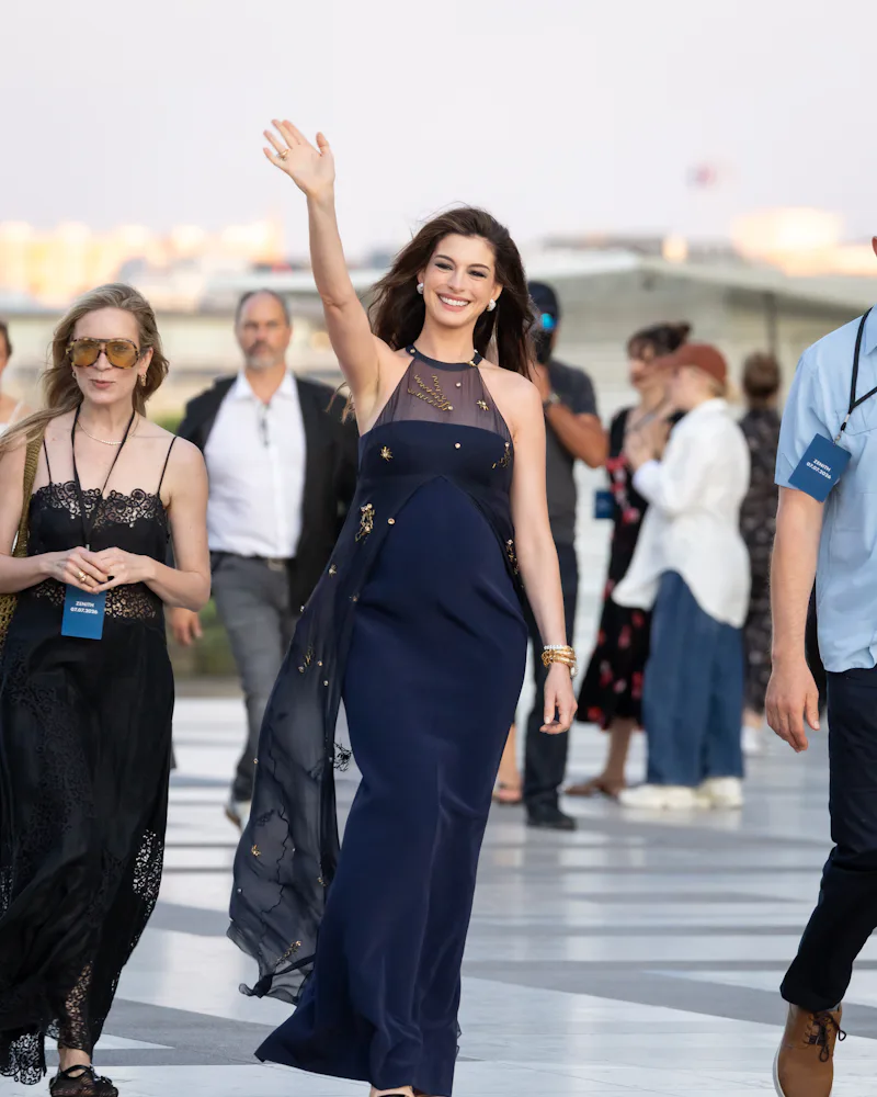 Anne Hathaway is seen at the Trocadero for 'The Odyssey' photocall
