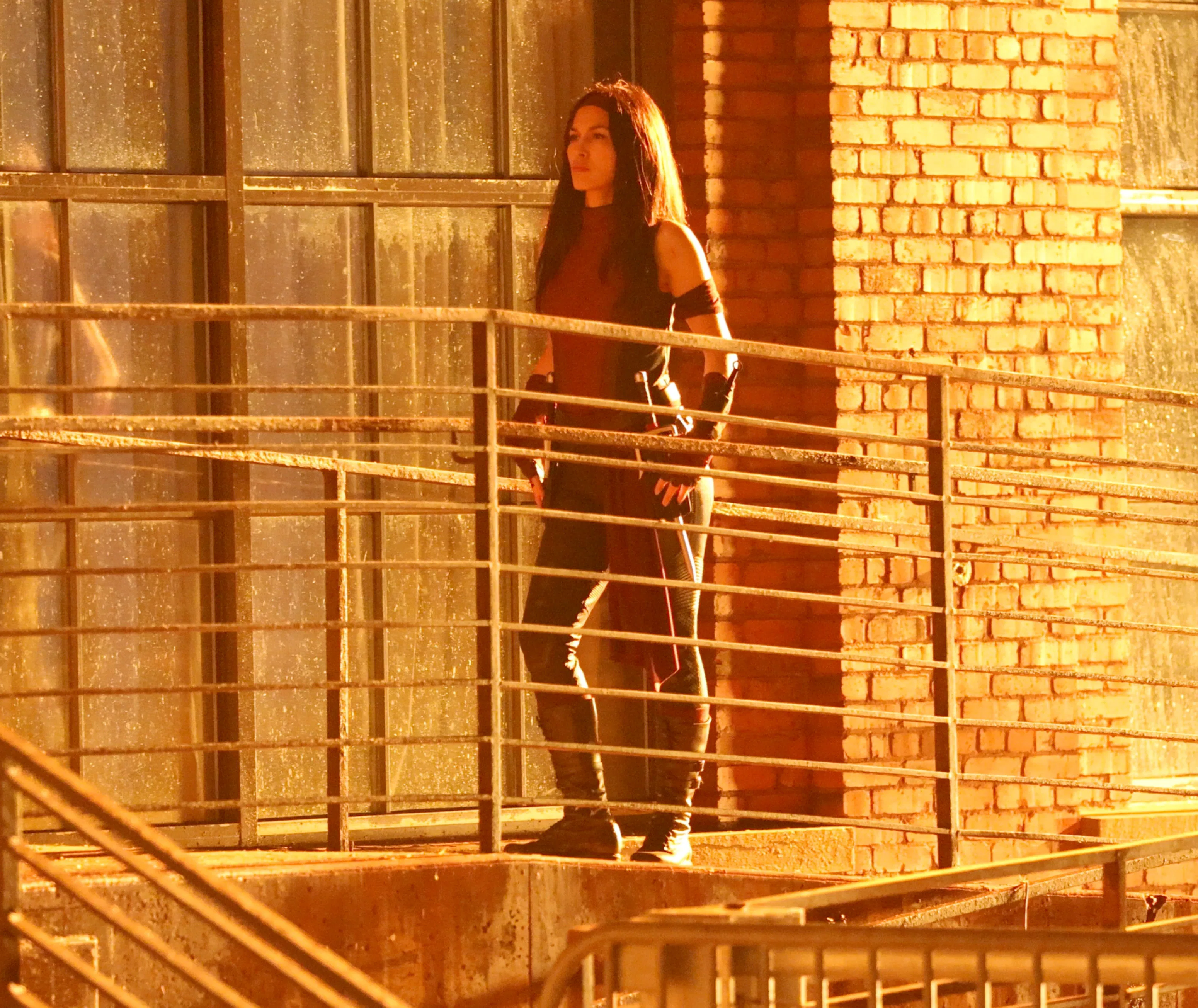 NEW YORK, NY - JUNE 23: Elodie Yung as Elektra is seen filming at the "Daredevil: Born Again" set in...