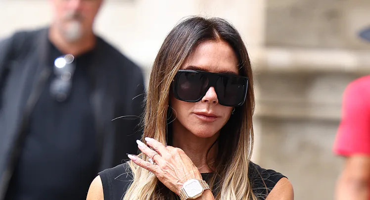 PARIS, FRANCE - JULY 02: Victoria Beckham is seen on July 02, 2026 in Paris, France. (Photo by Marc ...