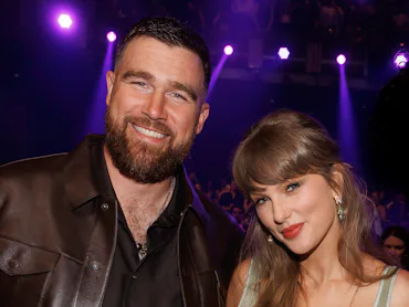 Taylor Swift and Travis Kelce at the 2026 iHeartRadio Music Awards held at Dolby Theatre on March 26...