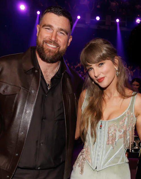 Taylor Swift and Travis Kelce at the 2026 iHeartRadio Music Awards held at Dolby Theatre on March 26...
