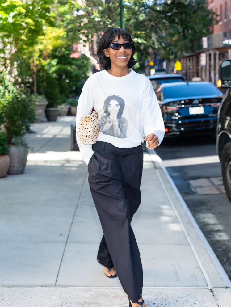 NEW YORK, NEW YORK - JUNE 16: Ayo Edebiri is seen in the Lower East Side on June 16, 2026 in New Yor...