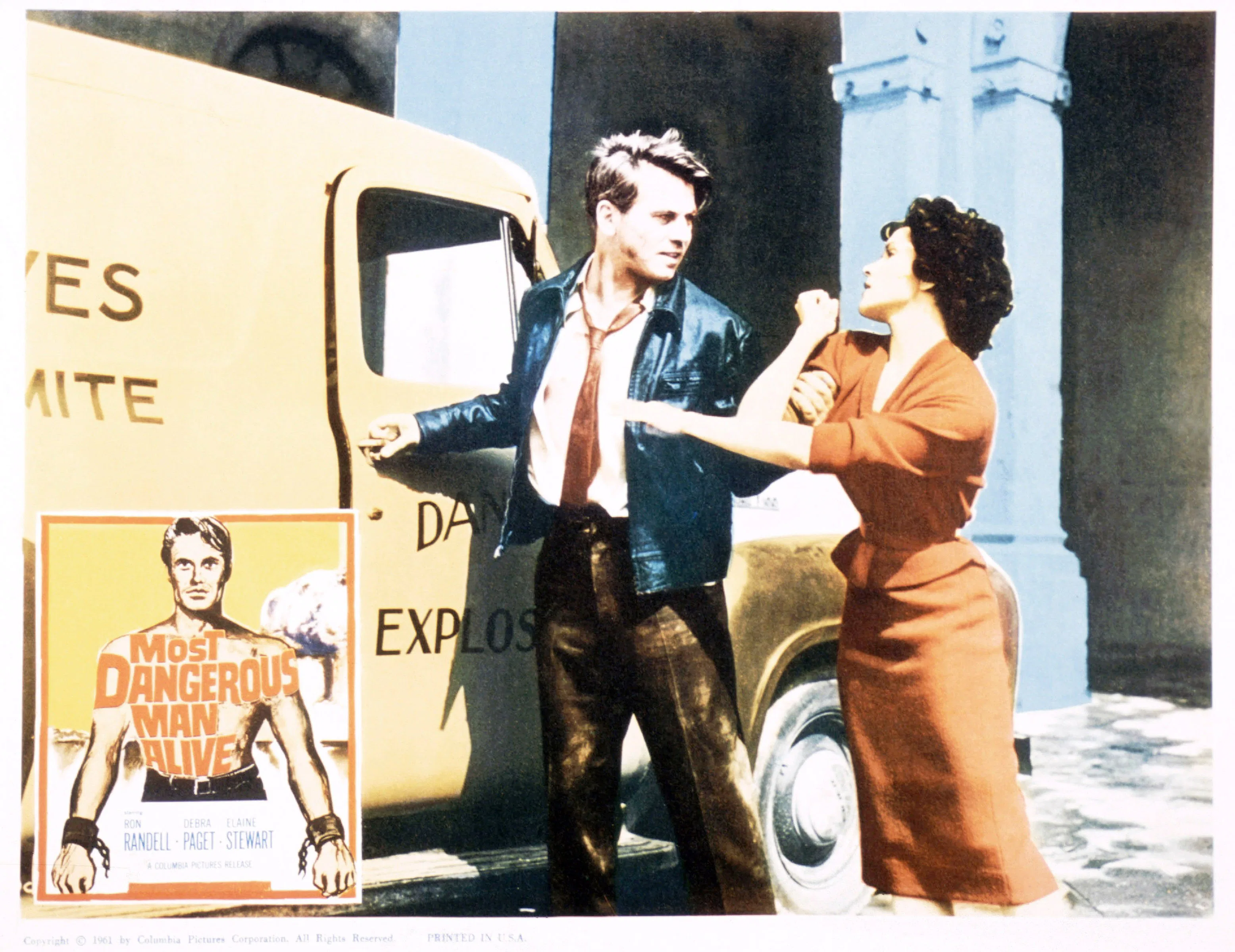 Most Dangerous Man Alive, lobbycard, from left: Ron Randell, Debra Paget, 1961. (Photo by LMPC via G...