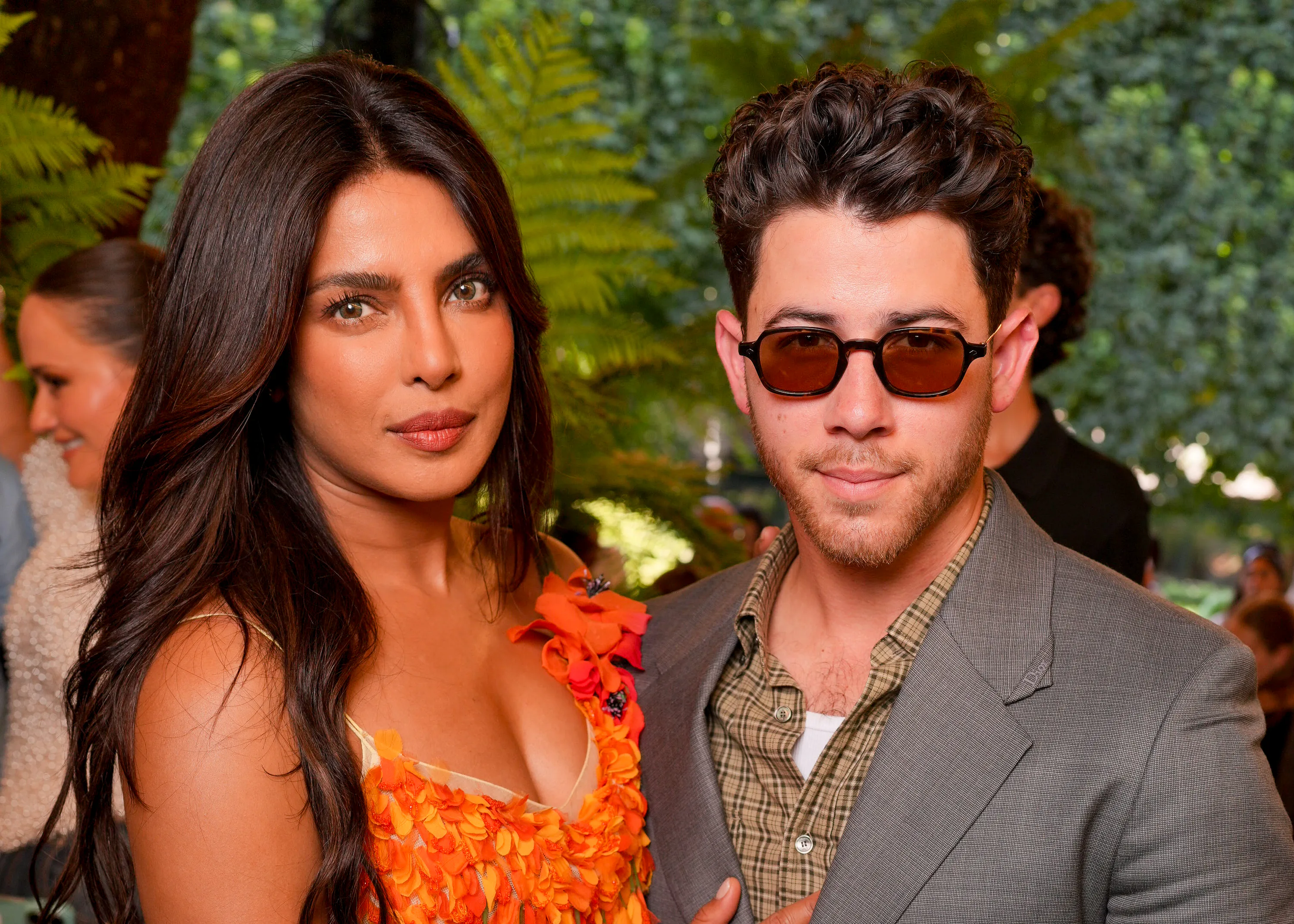 Priyanka Chopra Jonas and Nick Jonas at the Dior fashion show as part of Paris Haute Couture Fall/Wi...