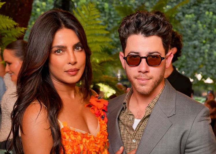 Priyanka Chopra Jonas and Nick Jonas at the Dior fashion show as part of Paris Haute Couture Fall/Wi...