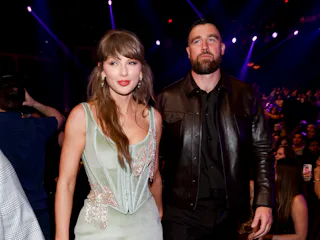Taylor Swift and Travis Kelce at the 2026 iHeartRadio Music Awards held at Dolby Theatre on March 26...