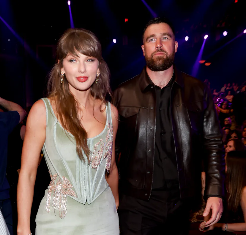Taylor Swift and Travis Kelce at the 2026 iHeartRadio Music Awards held at Dolby Theatre on March 26...