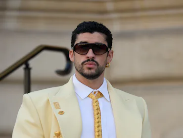 Bad Bunny attends Schiaparelli Haute Couture Fall 2026 during Paris Fashion Week.