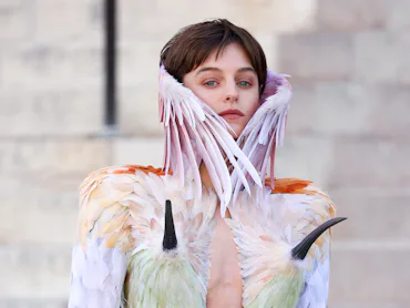 PARIS, FRANCE - JULY 06: Emma Corrin attends the Schiaparelli Haute Couture Fall/Winter 2026/2027 sh...