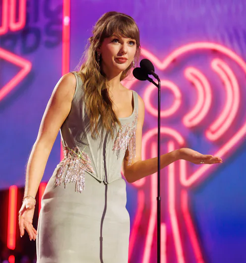 Taylor Swift at the 2026 iHeartRadio Music Awards held at Dolby Theatre on March 26, 2026 in Los Ang...