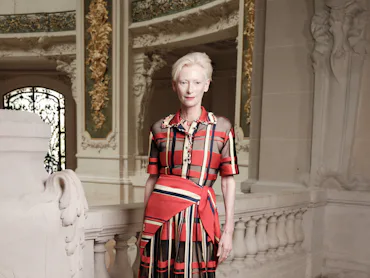 PARIS, FRANCE - JULY 07: Tilda Swinton attends the Chanel Haute Couture Fall/Winter 2026/2027 show a...