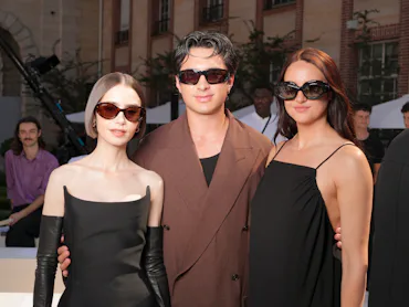 Lily Collins, Hudson Williams and Shailene Woodley at the Balenciaga fashion show as part of Paris H...
