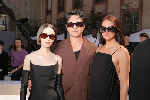 Lily Collins, Hudson Williams and Shailene Woodley at the Balenciaga fashion show as part of Paris H...
