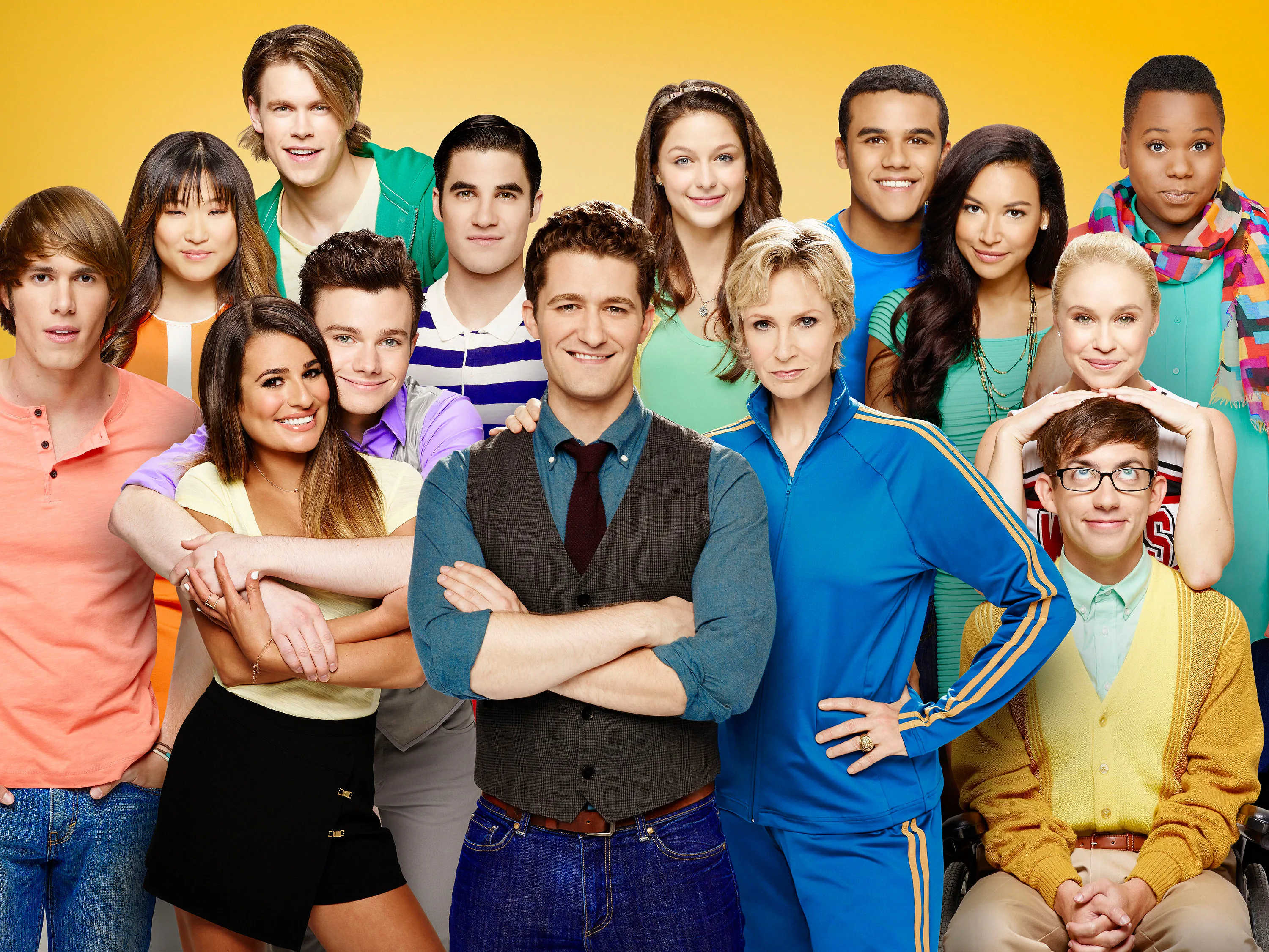 GLEE: (L-R Top) GLEE cast members Jenna Ushkowitz, Chord Overstreet, Darren Criss, Melissa Benoist, ...