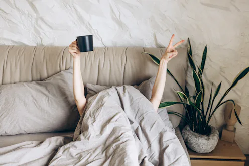 Slow mornings, home comfort, optimism, self-care, weekend relaxation, and starting the day with posi...