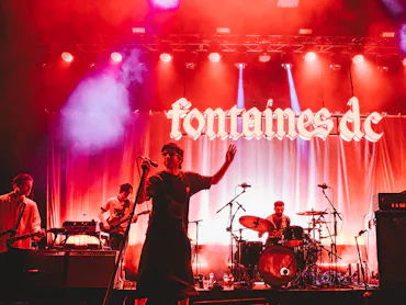 ROMA, ITALY - 2024/06/25: Grian Chatten and his band Fontaines dc perform on stage in Rome. (Photo b...