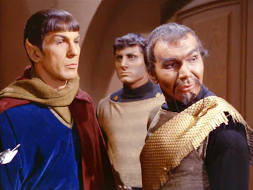 LOS ANGELES - MARCH 23: Seen here in foreground from left, Leonard Nimoy as Mr. Spock and John Colic...