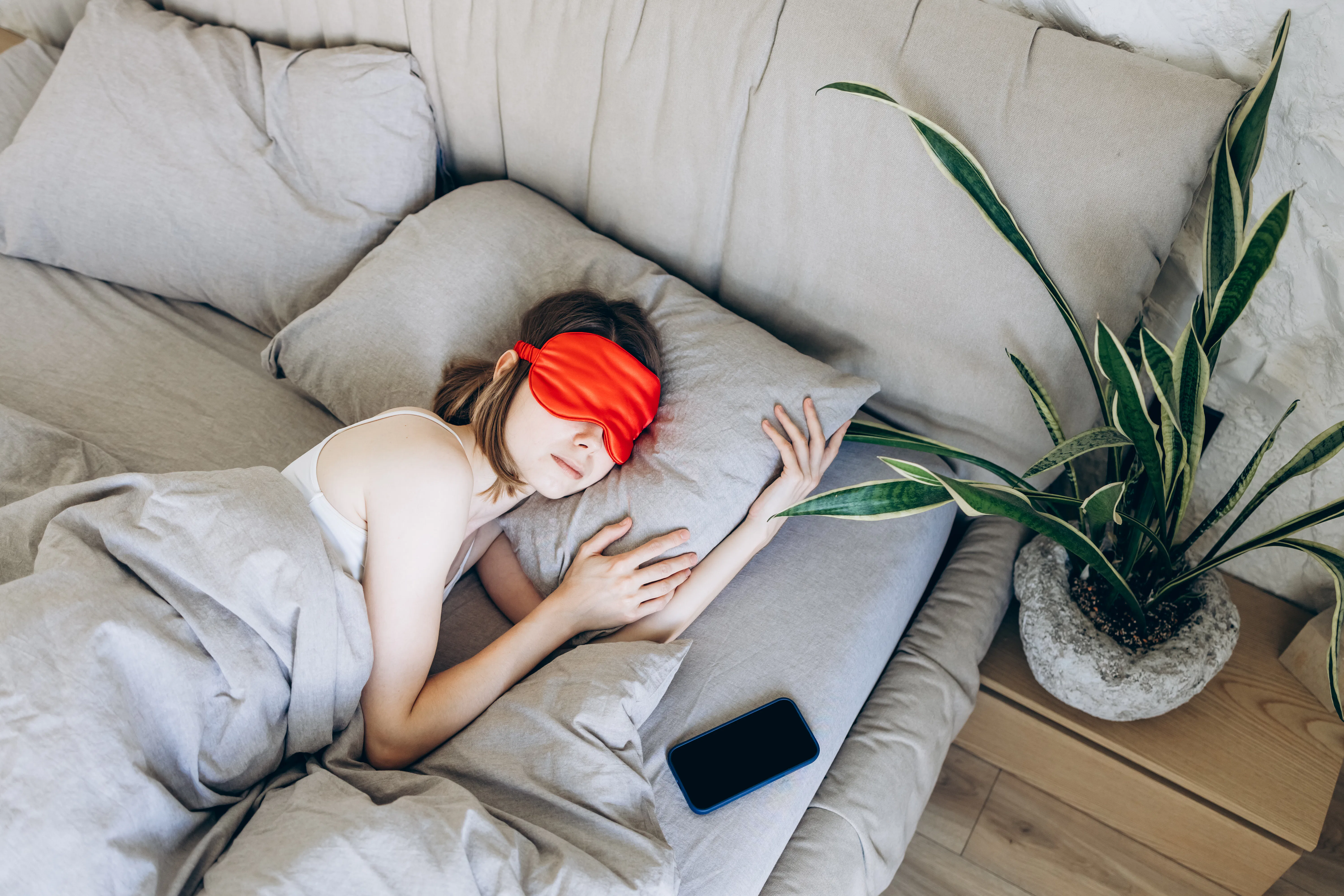 Wellness and healthy lifestyle concept highlighting quality sleep, digital detox, bedtime routine, s...