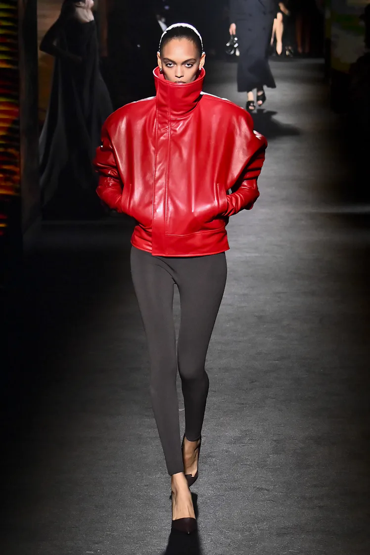 PARIS, FRANCE - MARCH 07: A model walks the runway during the Balenciaga Ready to Wear Fall/Winter 2...