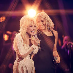 MILEY'S NEW YEAR'S EVE PARTY -- Pictured: (l-r) Dolly Parton and Miley Cyrus -- (Photo by: Vijat Moh...