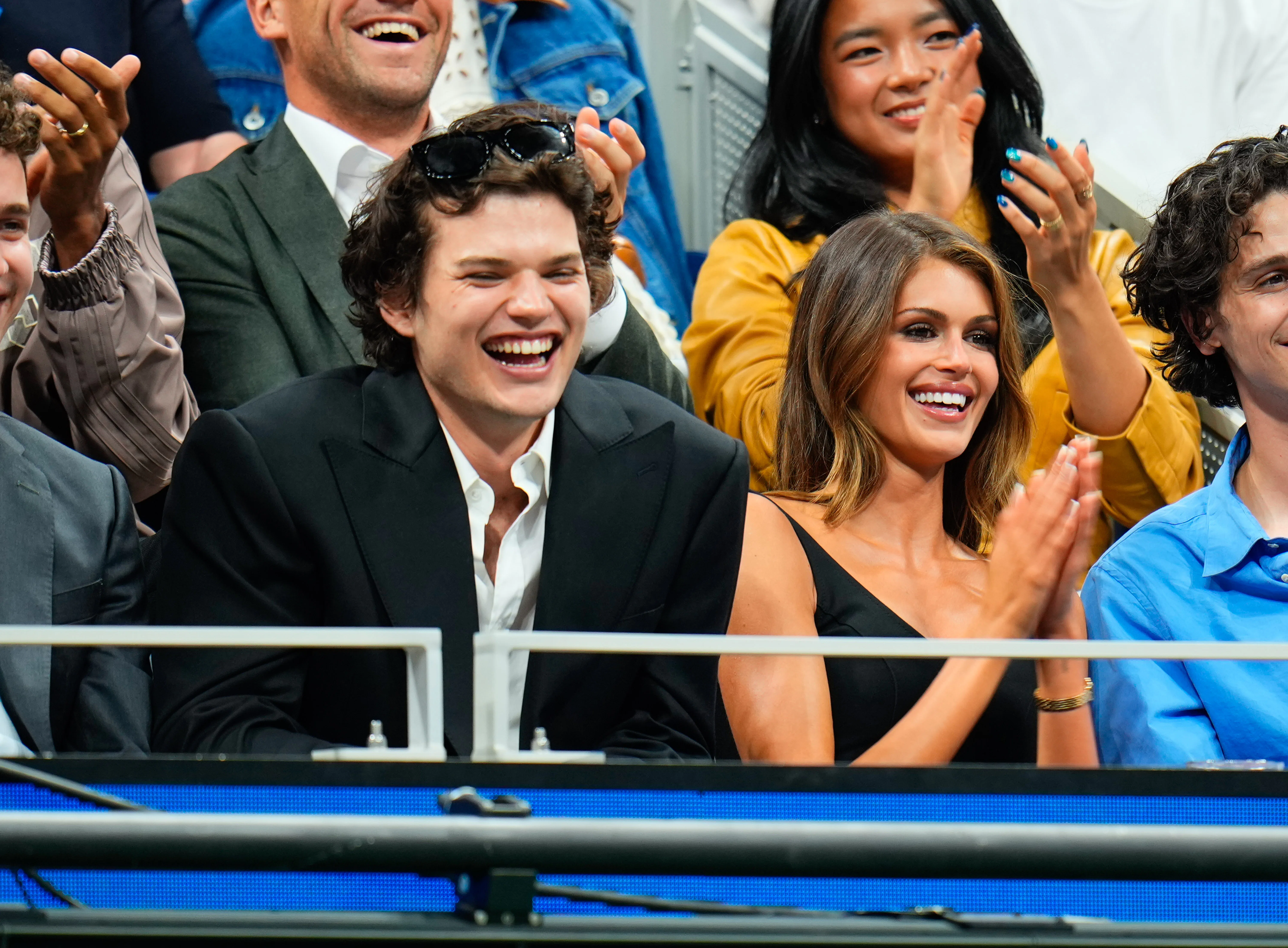 NEW YORK, NY - AUGUST 25: Homer Gere (L) and Kaia Gerber are seen at The US Open on August 25, 2026 ...