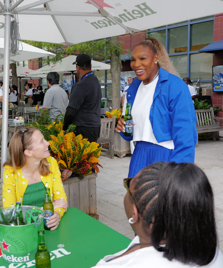 NEW YORK, NEW YORK - AUGUST 24: Serena Williams surprises fans at the US Open for Heineken's Second ...