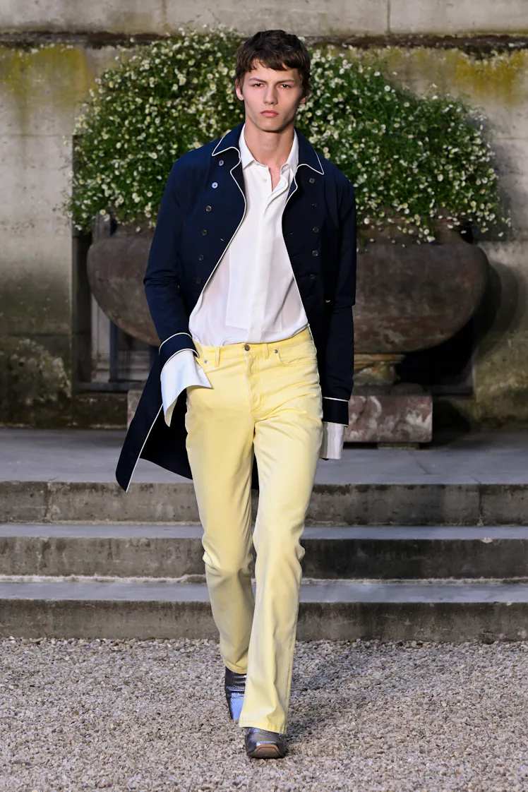 Model on the runway at the Dior fashion show as part of Paris Men's Spring-Summer 2027 fashion week ...