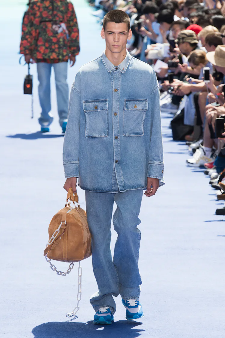 PARIS, FRANCE - JUNE 21: A model walks the runway during the Louis Vuitton Menswear Spring/Summer 20...