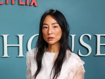 Greta Lee attends the photocall for "The Last House" at The Soho Hotel on August 02, 2026 in London,...