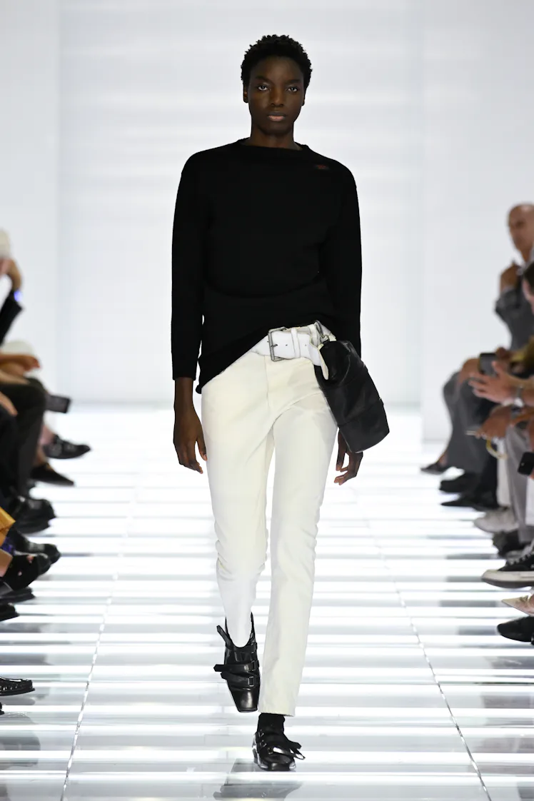 Model on the runway at the Prada fashion show as part of Milan Men's Spring-Summer 2027 fashion week...