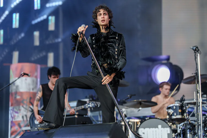 CHICAGO, ILLINOIS - JULY 30: Shane Michael Boose of Sombr performs during Lollapalooza at Grant Park...