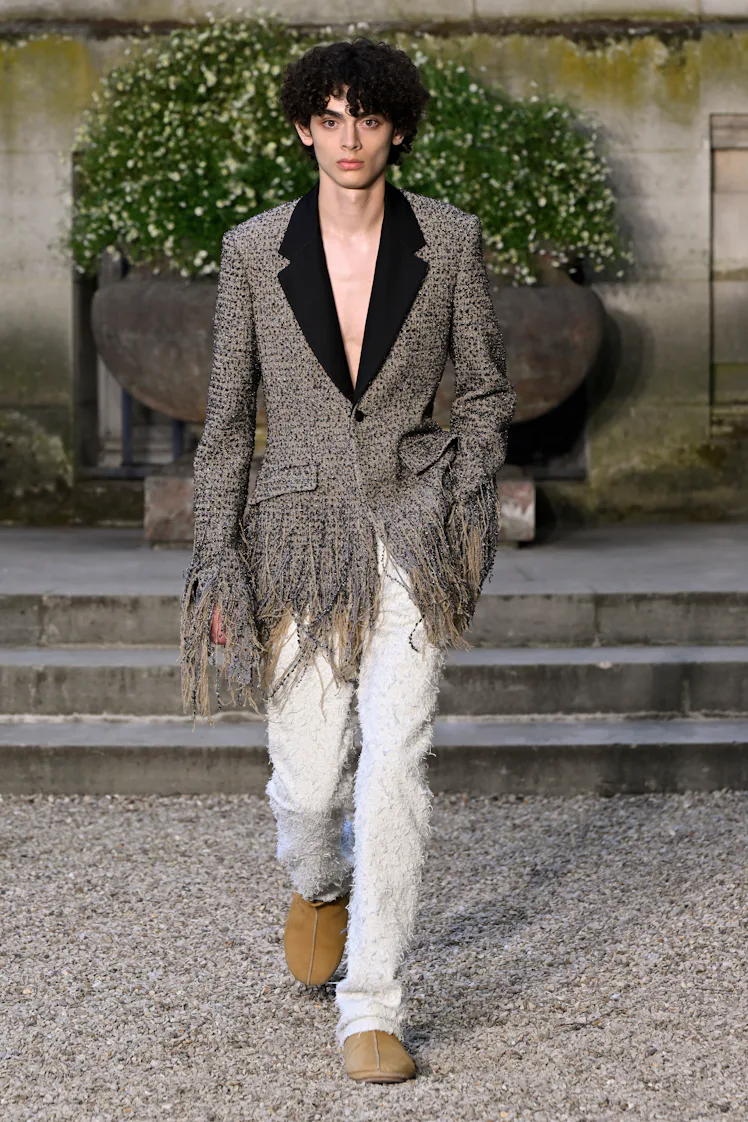 Model on the runway at the Dior fashion show as part of Paris Men's Spring-Summer 2027 fashion week ...