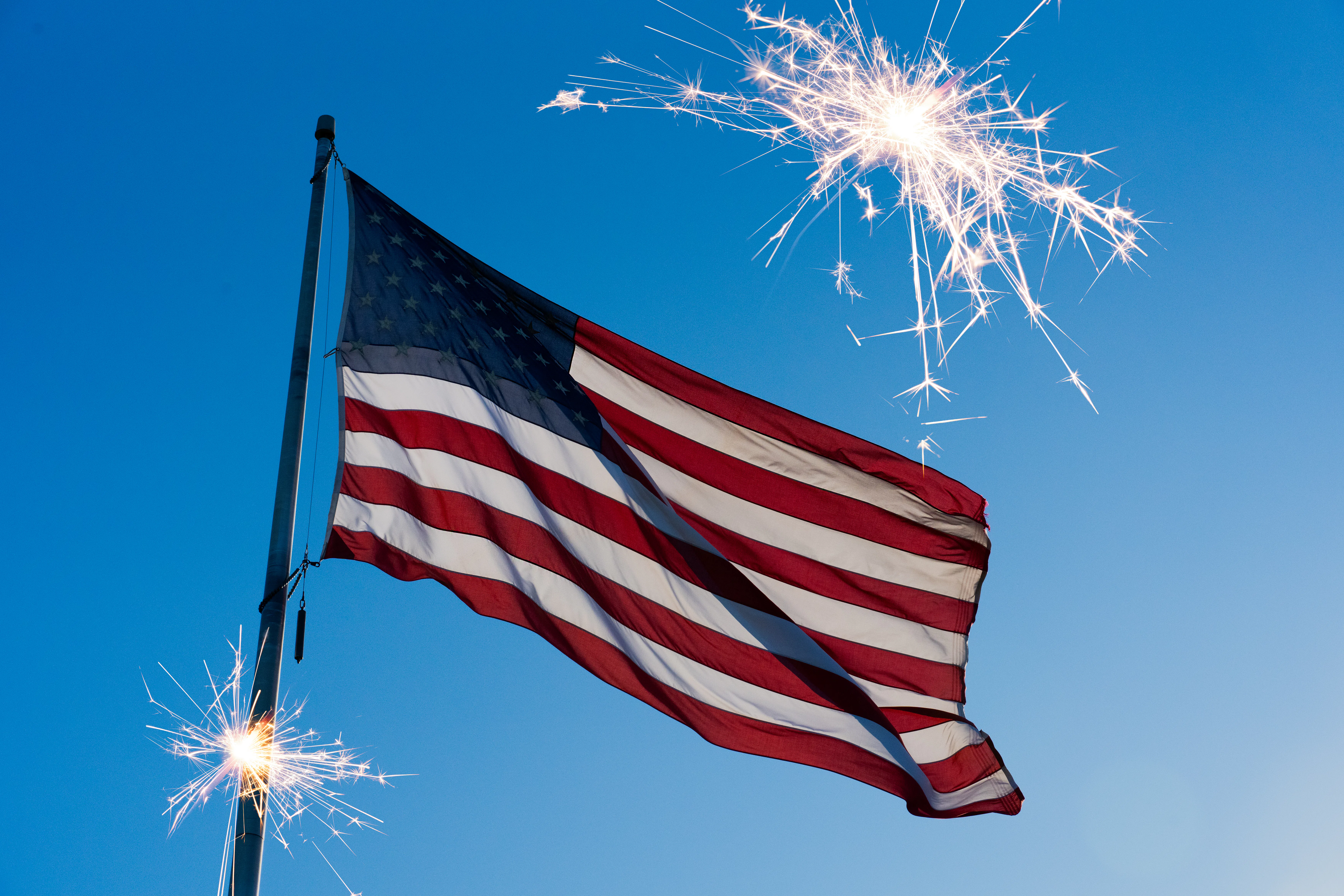 Independence Day celebration with a vibrant sparkler