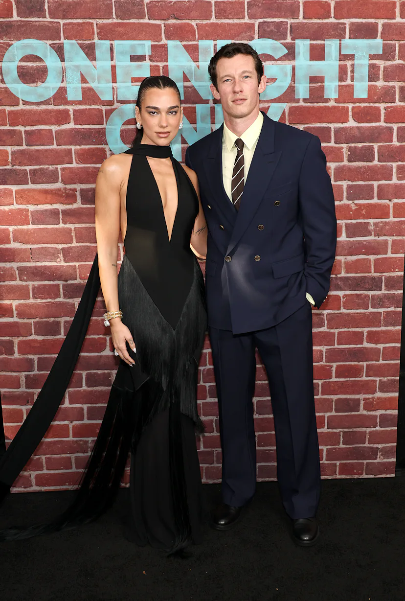 Dua Lipa and Callum Turner attend the "One Night Only" New York Premiere at SVA Theater on August 03...
