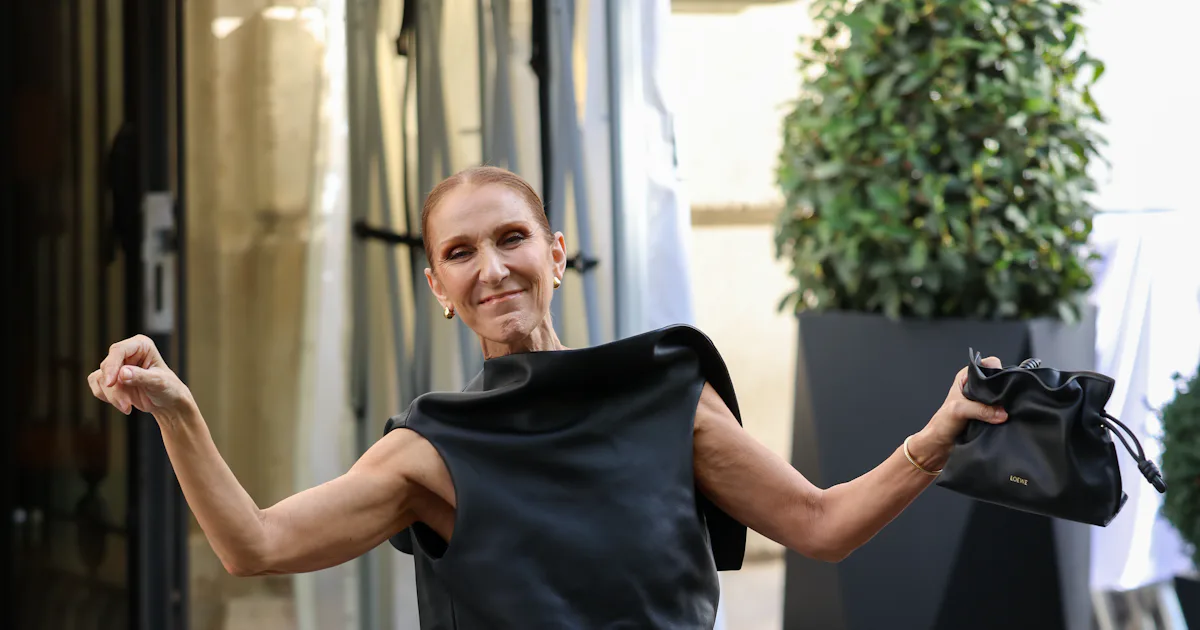 Celine Dion Reimagines the LBD in a Sculptural Leather Gown