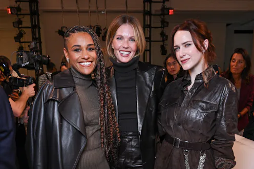 Ariana DeBose, Meghann Fahy and Rachel Brosnahan at the Ralph Lauren fashion show as a part of RTW S...