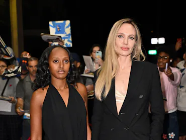 NEW YORK, NEW YORK - SEPTEMBER 14: Zahara Jolie and Angelina Jolie arrive to the Without Blood scree...