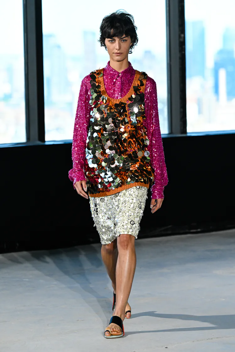 model on the runway at the Zankov fashion show as a part of RTW Spring/Summer 2027 on September 14, ...