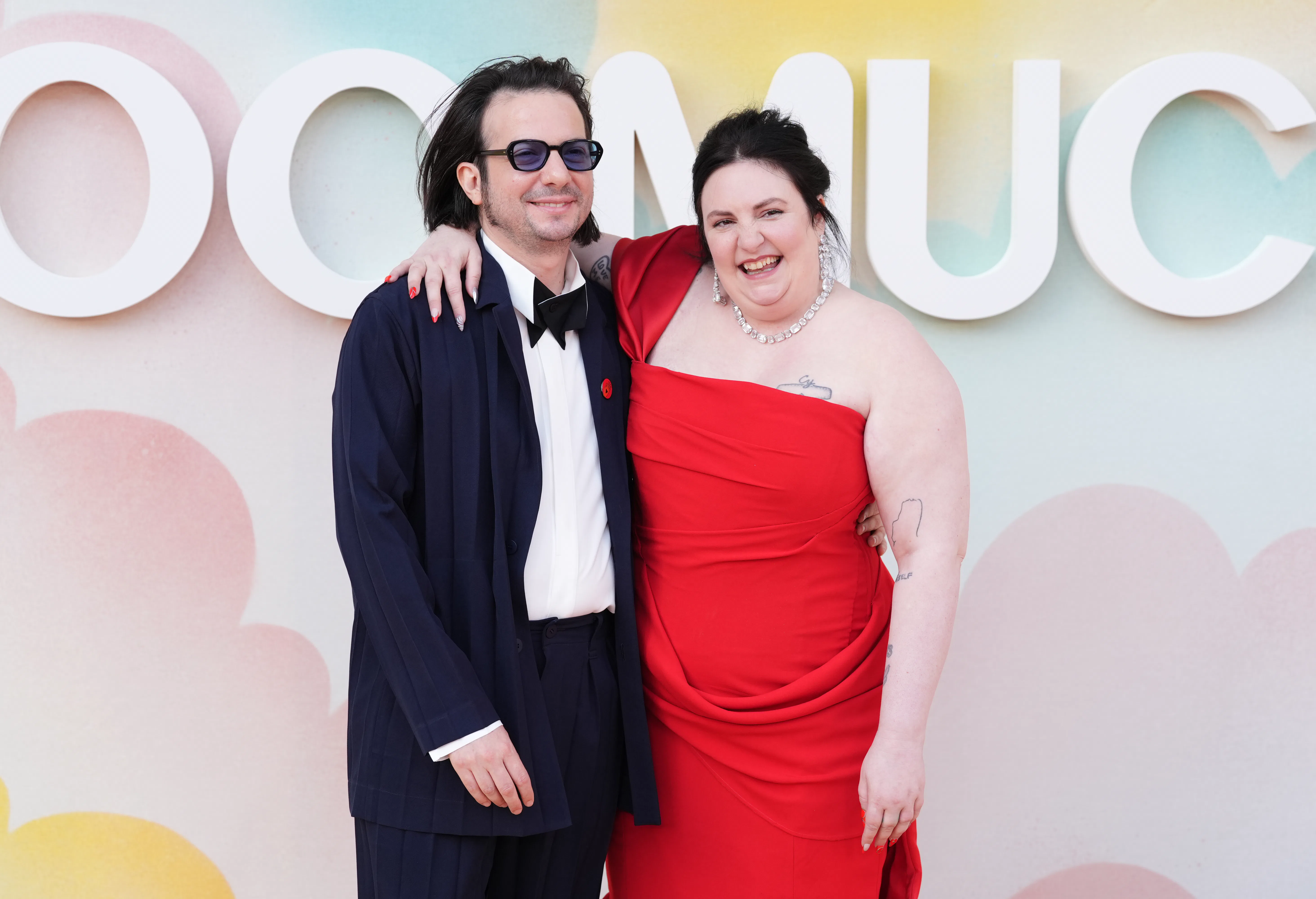 Luis Felber and Lena Dunham attend a special screening of Too Much UK at the Barbican Centre in Lond...