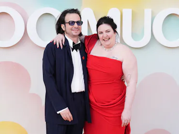 Luis Felber and Lena Dunham attend a special screening of Too Much UK at the Barbican Centre in Lond...