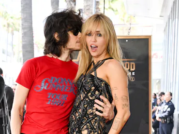 Maxx Morando and Miley Cyrus at the ceremony honoring Miley Cyrus with a star on the Hollywood Walk ...