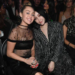LOS ANGELES, CA - FEBRUARY 10: Miley Cyrus (L) and Noah Cyrus pose during the 61st Annual GRAMMY Aw...